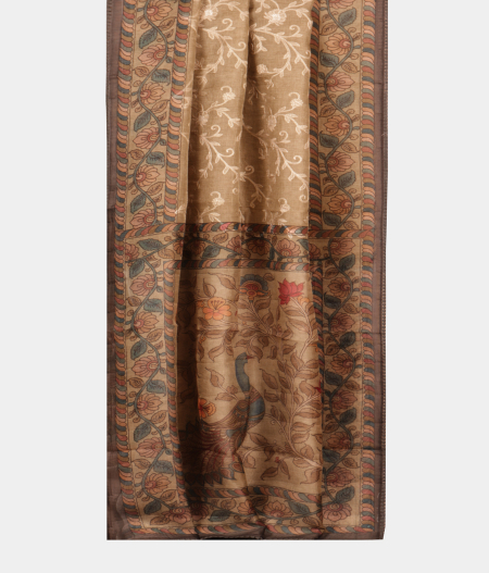 Beige Kora Organza Embroidery Saree T2184062