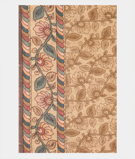 Beige Kora Organza Embroidery Saree T2184063