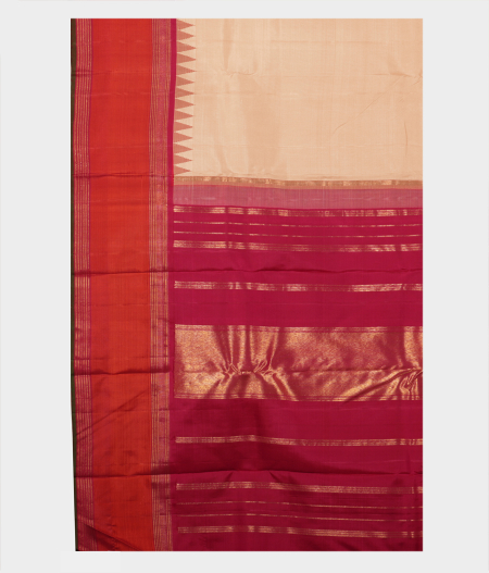 Cream Handwoven Kanjivaram Silk Saree T2096874