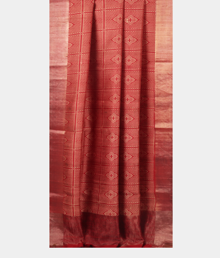 Red Printed Raw Silk Saree T1985452