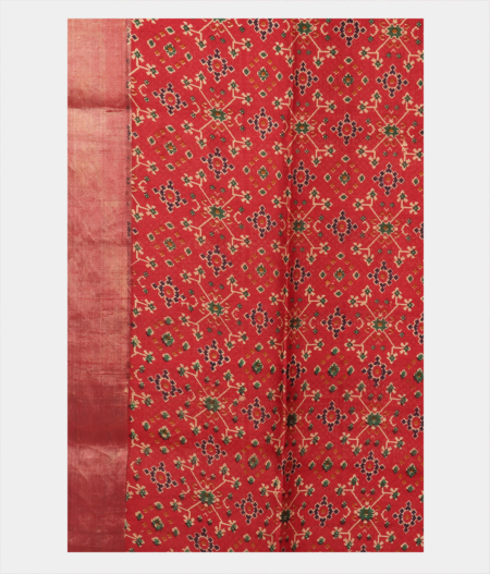 Red Printed Raw Silk Saree T1985453