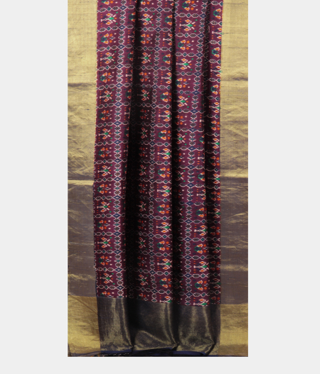 Purple Printed Raw Silk Saree T2075922
