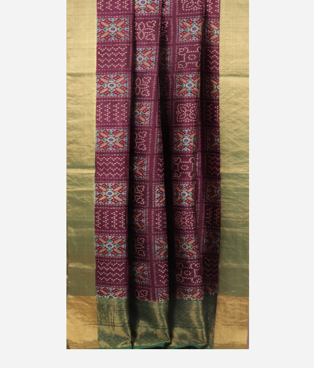 Purple Printed Raw Silk Saree T2075812
