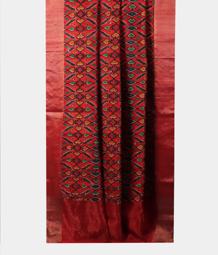 Red Printed Raw Silk Saree T2075912