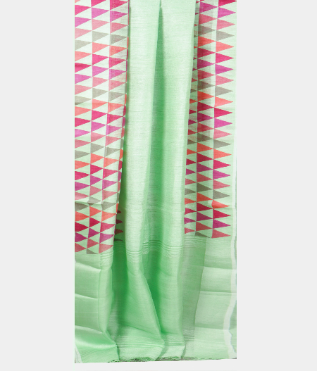 Light Green Tussar Printed Saree T1719492