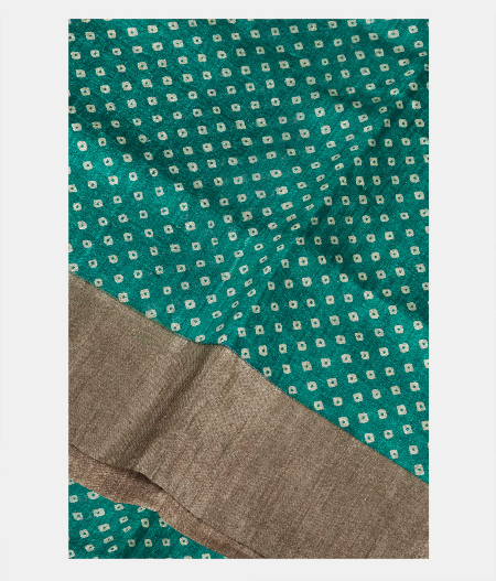 Ocean Blue Tussar Printed Saree T210485-image