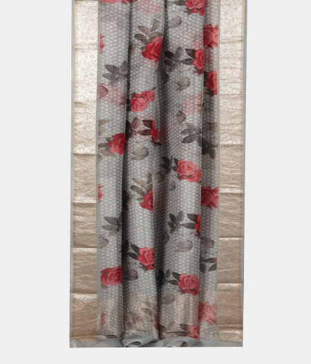 Grey Kora Organza Printed Saree T2044032