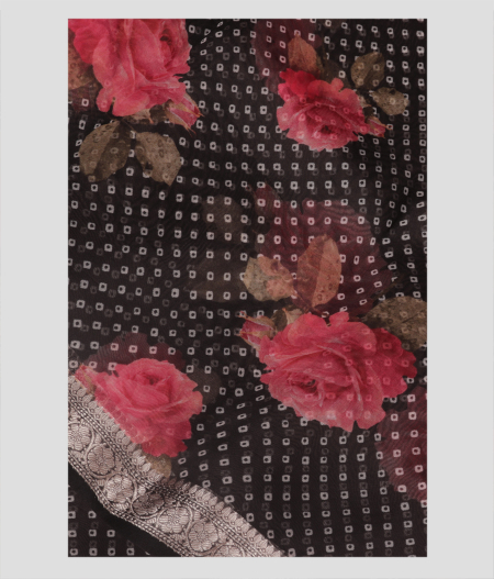 Black Kora Organza Printed Saree T204406-image