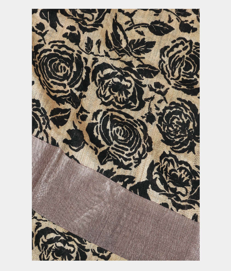 Beige Tussar Printed Saree T144657-image