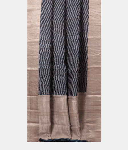 Blue Tussar Printed Saree T2034522