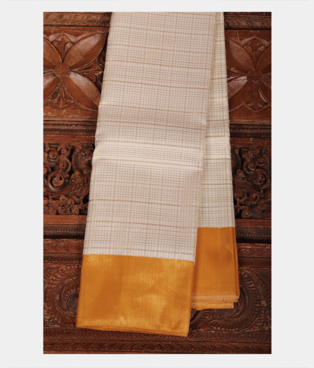 White Handwoven Kanjivaram Silk Saree T190077-image