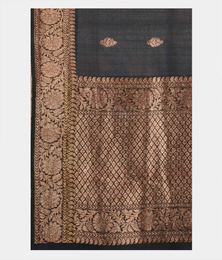 Dark Grey Tussar Saree T2158474