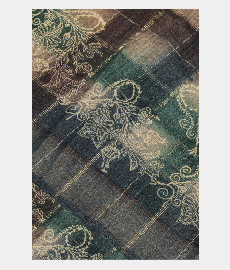 Dark Blue Tussar Printed Saree T218587-image