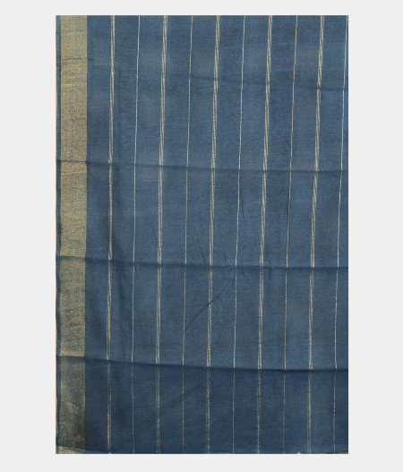 Dark Blue Tussar Printed Saree T2185873
