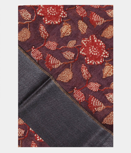 Purple Tussar Printed Saree T216518-image