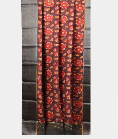 Purple Tussar Printed Saree T2165182