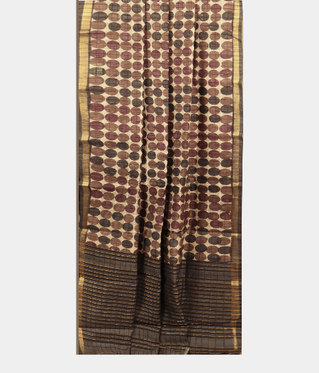 Beige Tussar Printed Saree T2185862