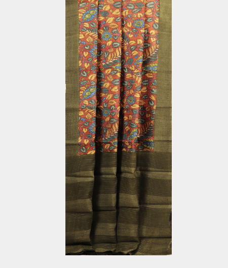 Rust Tussar Printed Saree T2165252
