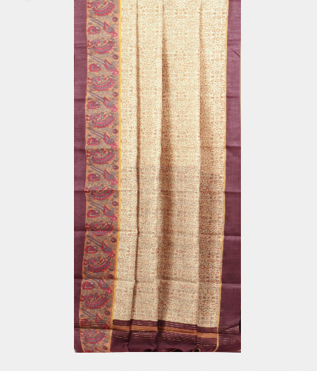 Off White Tussar Printed Saree T2165082