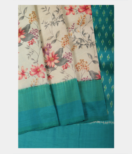 Light Blue Ikat Silk Saree T2186062