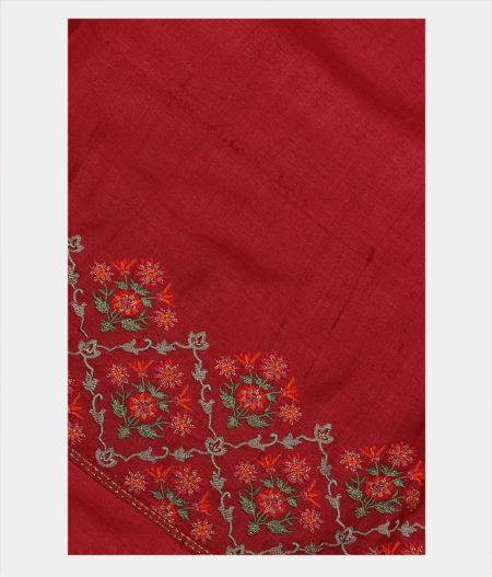 Red Tussar Embroidery Saree T187669-image