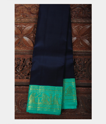 Dark Blue Handwoven Kanjivaram Silk Saree T219243-image