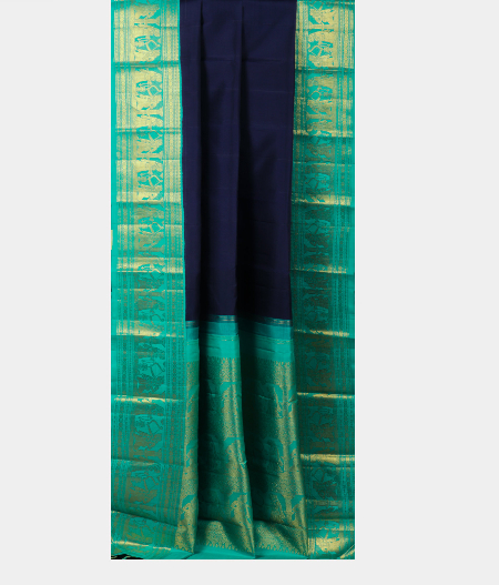  Dark Blue Handwoven Kanjivaram Silk Saree T2192432