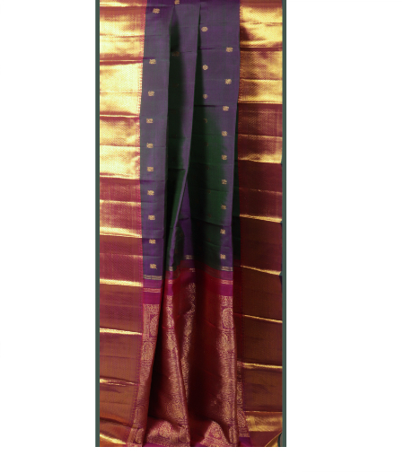 Peacock Blue Handwoven Kanjivaram Silk Saree T2120162