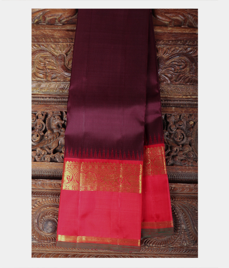Maroon Handwoven Kanjivaram Silk Saree T219385-image