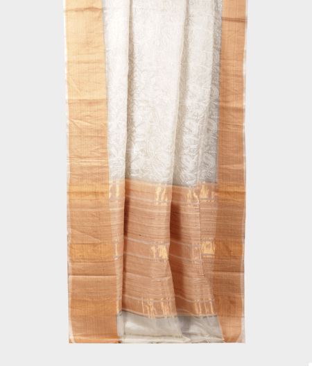 White Silk Kota Embroidery Saree T2194362