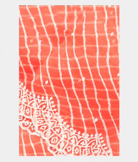 Orange Kora Organza Embroidery Saree T213869-image