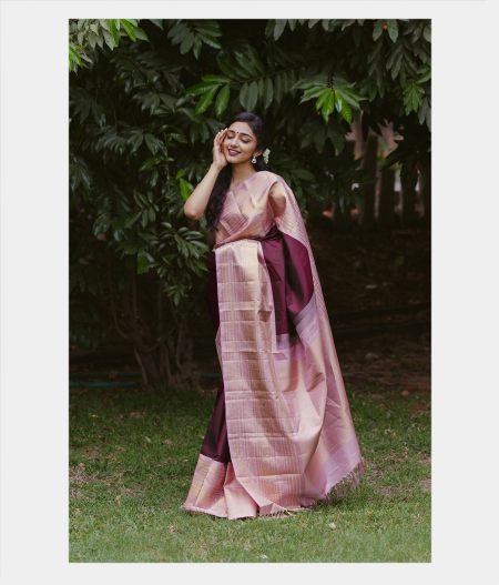 Burgundy Kanjivaram Silk Saree T218198-image