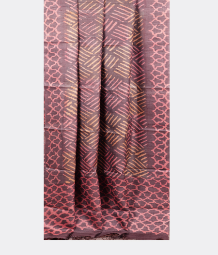 Brownish Grey Tussar Printed Saree T2202652