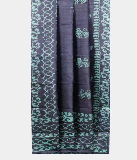 Blue Tussar Printed Saree T1887602