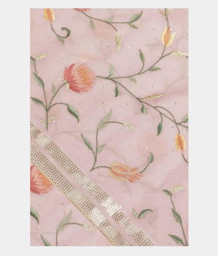 Light Pink Chiffon Embroidery Silk Saree T220157-image