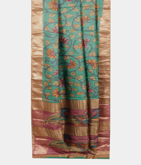 Green Tussar Printed Saree T2198792