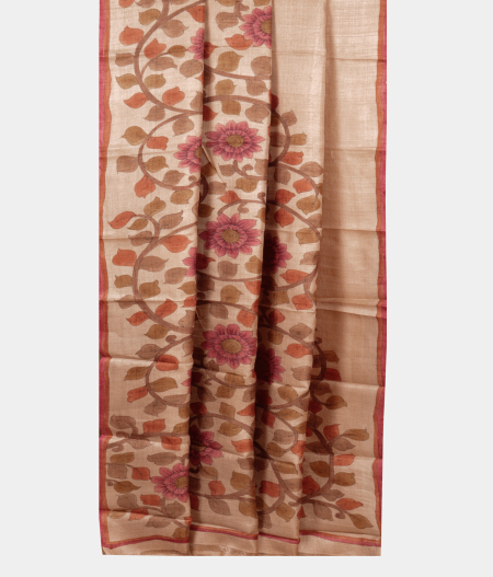 Beige Tussar Printed Saree T2197822
