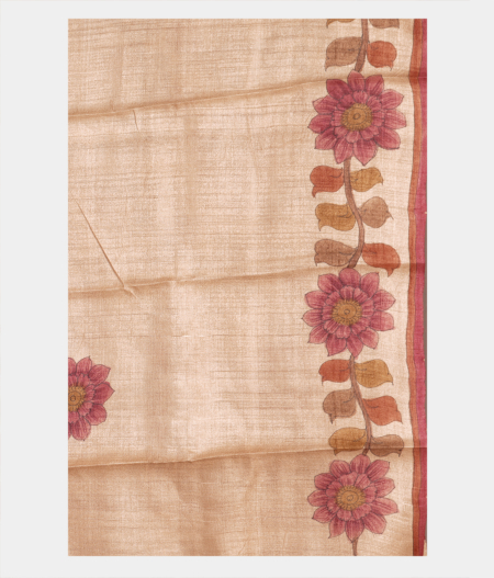 Beige Tussar Printed Saree T2197823