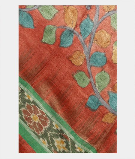Rust Tussar Printed Saree T219754-image