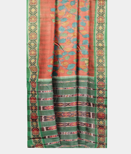 Rust Tussar Printed Saree T2197542
