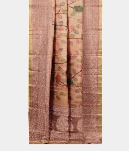 Beige Tussar Printed Saree T2186392