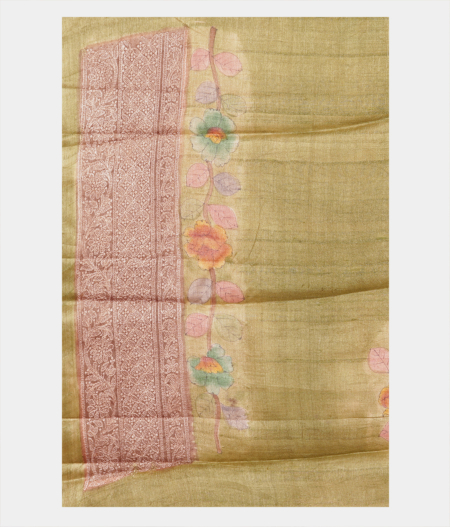 Beige Tussar Printed Saree T2186393