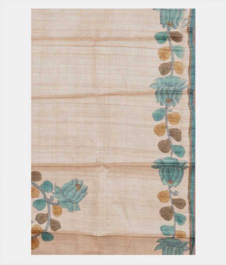Beige Tussar Printed Saree T2197743