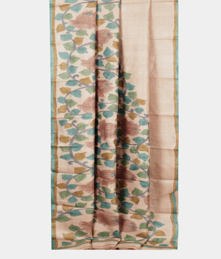 Beige Tussar Printed Saree T2197772