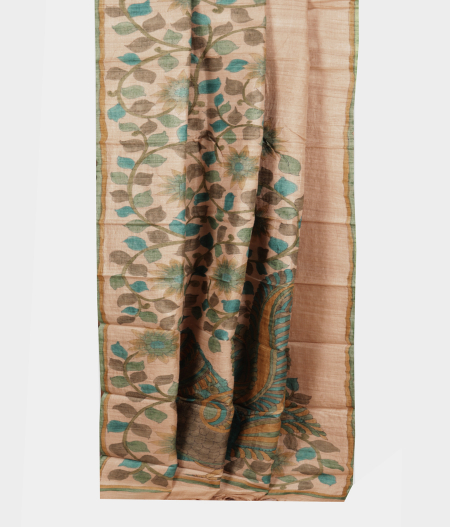 Beige Tussar Printed Saree T2197792