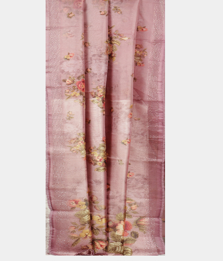 Light Burgundy Kora Organza Printed Saree T2183762