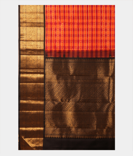 Orange and Maroon Handwoven Kanjivaram Silk Saree T2108804