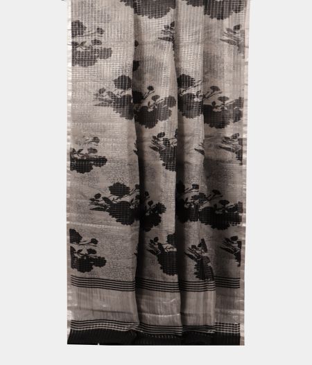 Black Kora Organza Printed Saree T2223002