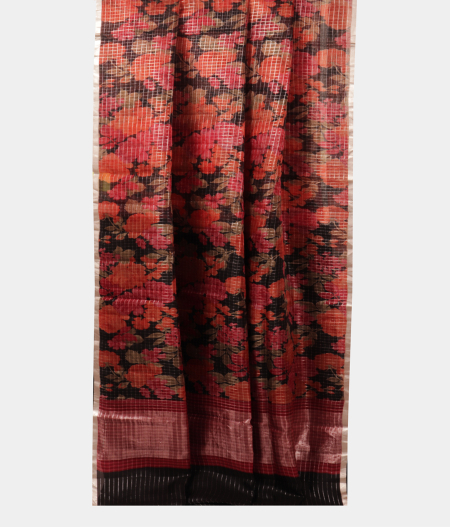 Black Kora Organza Printed Saree T2223112