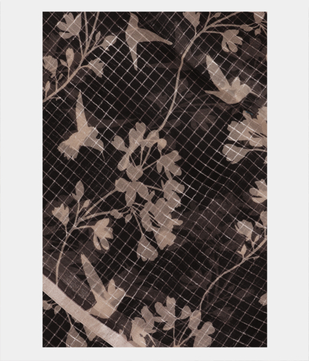 Black Kora Organza Printed Saree T222309-image